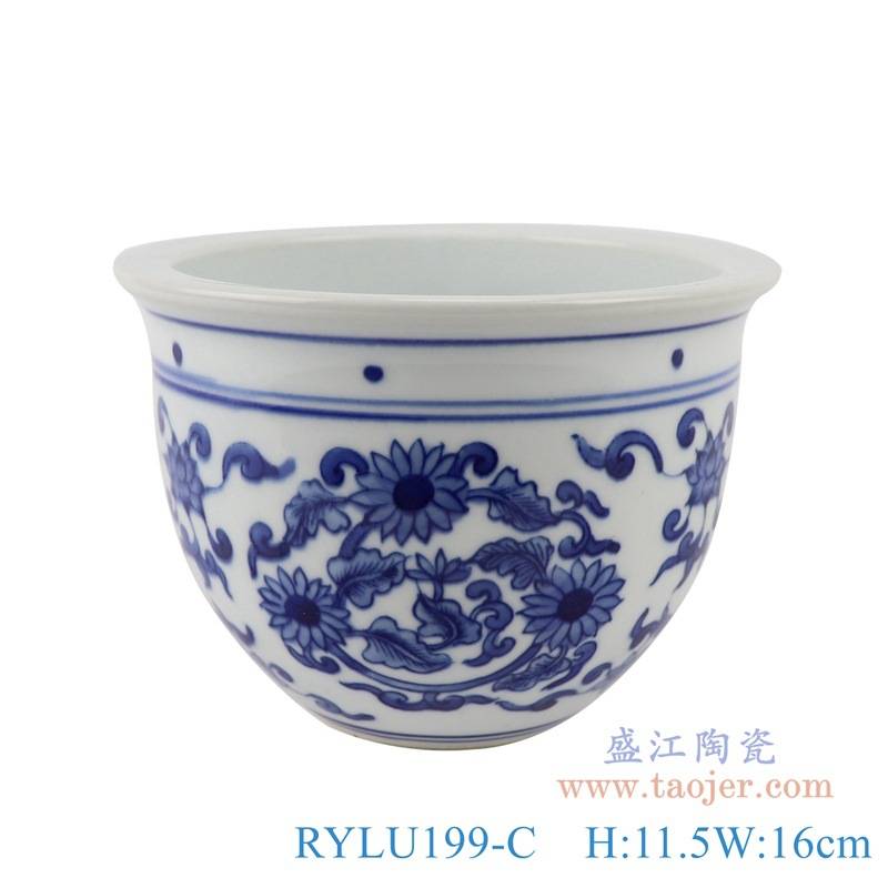 景德镇青花牡丹花鸟花盆盆栽客厅瓷盆多肉种植盆仿古陶瓷花盆套盆