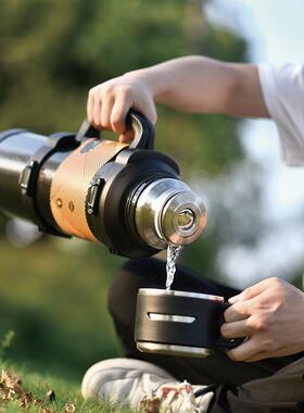 亚5636全钢大容量真空旅壶全钢开华关户外运动行水壶便1携保温壶