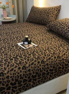 网红LSR64521纯棉床笠豹纹床单单件2全棉单/人1.1.5米双被单1.8m/