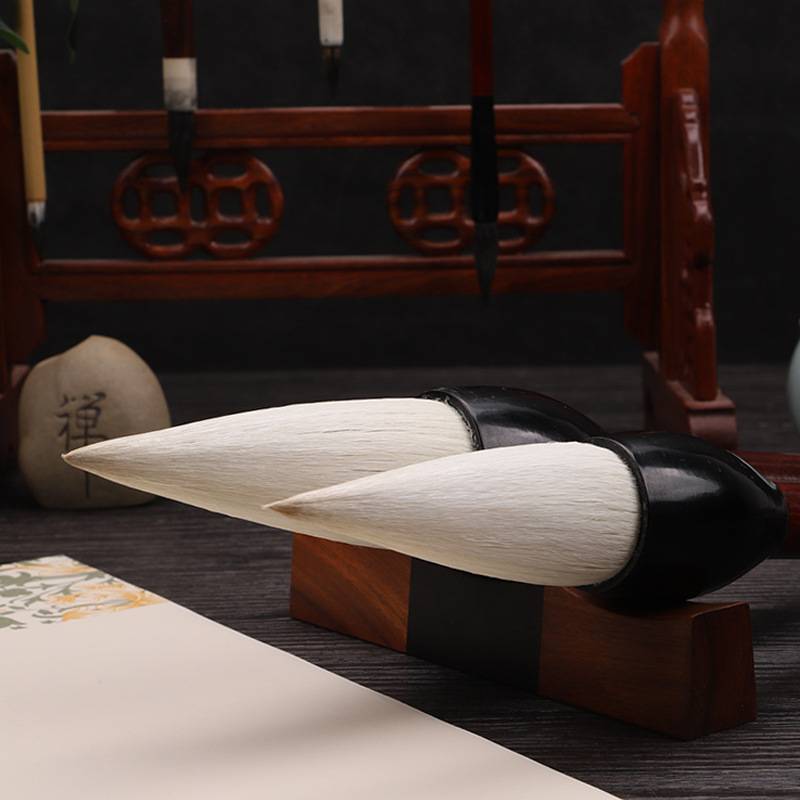 斗笔大毛笔大号粗专业级提斗国画抓笔短杆羊毫实木笔杆牛角笔头