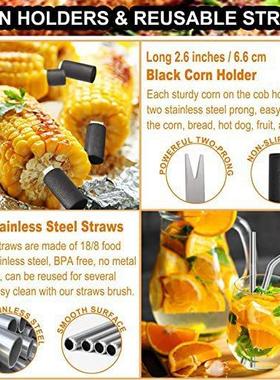 锈钢烤具户外UUQ野饮家工具套B用BQ烧烤组合布袋套装亚马逊装不热