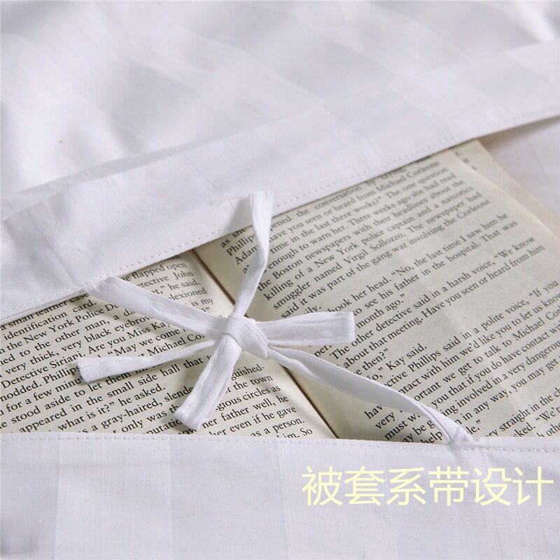 酒店被床上用品宾馆件套全纯棉06100275三件套棉四缎条白色加密加
