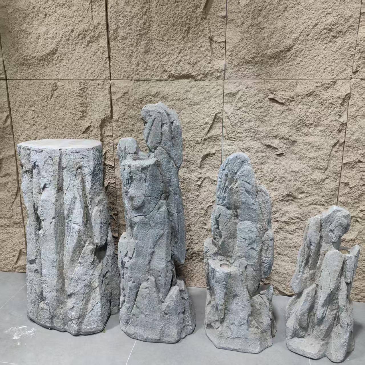 仿真石头摆件石峰中IZN式庭院花园装岩石虎劈石石林眉峨饰石