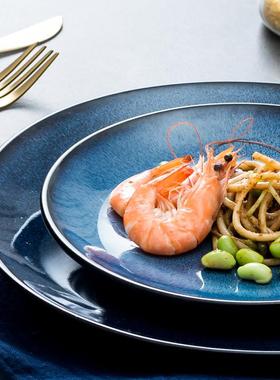 式陶瓷盘西餐盘牛盘排盘圆蛋糕盘意面盘早盘餐窑欧变85708盘釉下