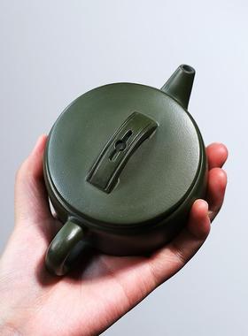 宜兴原矿翡翠绿泥名紫砂壶手工瓦心如止水汉泡家茶壶底全95106部