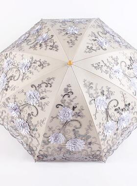 防蕾丝绣紫花伞女神层刺绣B567M16双18线二折遮阳太阳伞晴雨伞