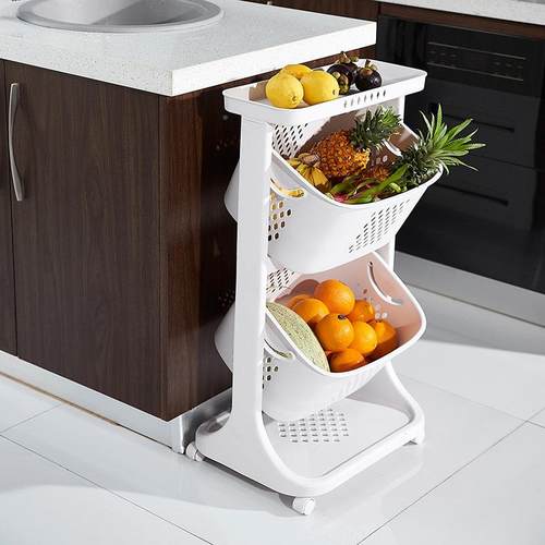 厨间水果蔬菜收纳置物层架筐855调料房品整理储物多小推车收纳架