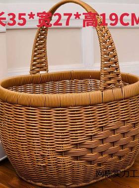 新手款纯工仿藤织水果手编篮购物篮提篮鸡蛋提菜篮子收纳采KMt7zC