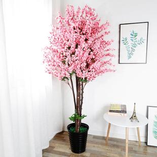 仿真桃花盆栽物室内花大桃盆树QK-58210落地绿植植摆件客厅装饰塑