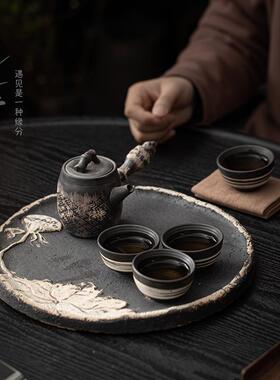 粗壶陶茶茶水壶创意复古功夫单壶壶带60860过滤泡茶家用把壶中式陶侧壶