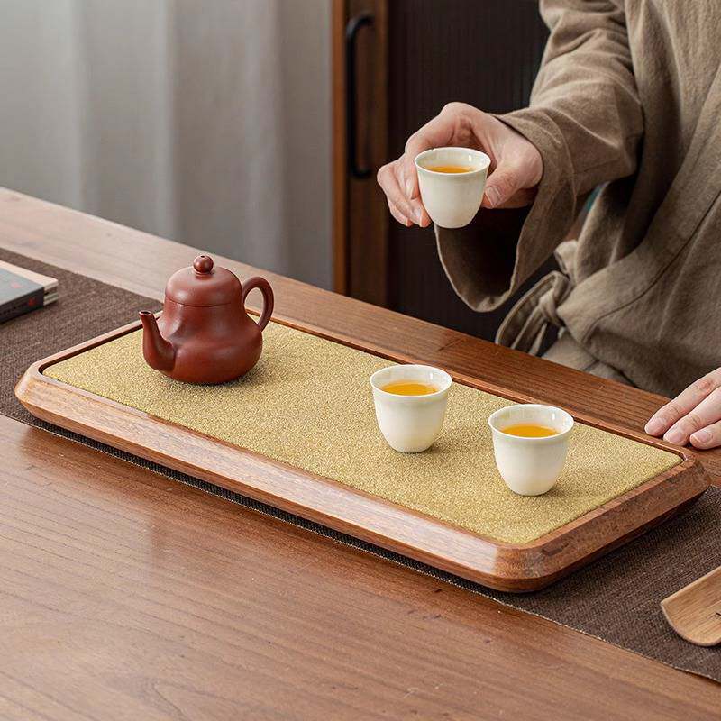 吸水茶盘小型家用干泡台储水式蓄排两用沥水盘长方形茶台茶海