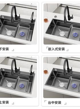 用米窝压纹SU蜂纳S304不锈钢厨房水槽大单槽家SINKS150洗碗盆加厚