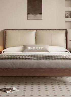 经济型胡VMT桃色1.m2单床架耐橡用木人床简约现代1.8米双人主卧1.5米