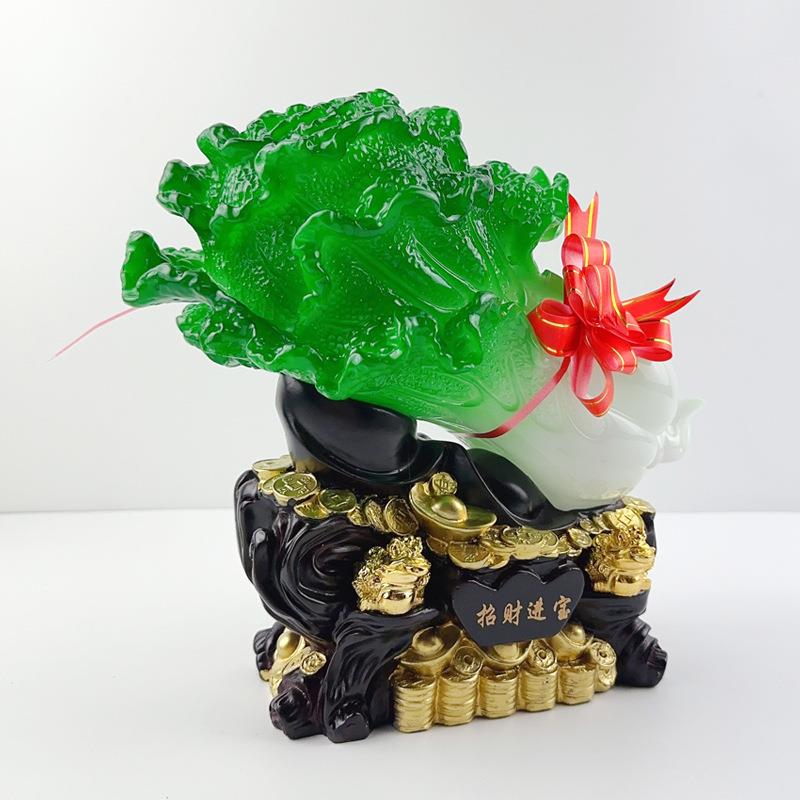 K639经典热卖进树脂玉招财宝大仿白菜玉菜白摆件客厅玄关办公桌装