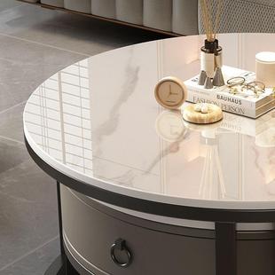 岩茶几客厅家用简约现代小户型02MKF4新款 轻石奢大2理网红圆形板