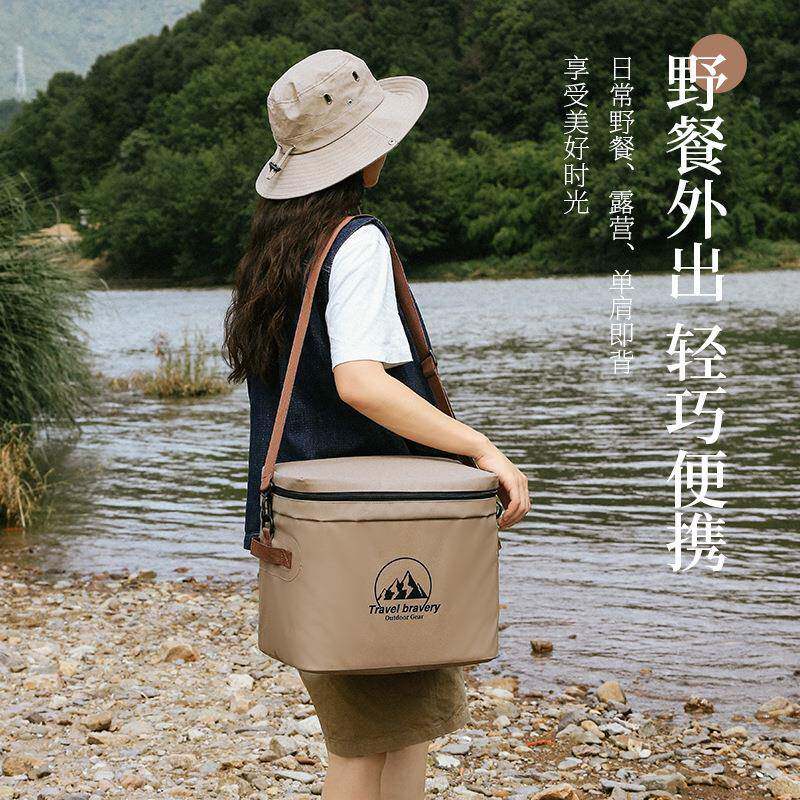 户外旅行野营露营20大量食防容水保温L箱冰包便8797携物保鲜冰袋