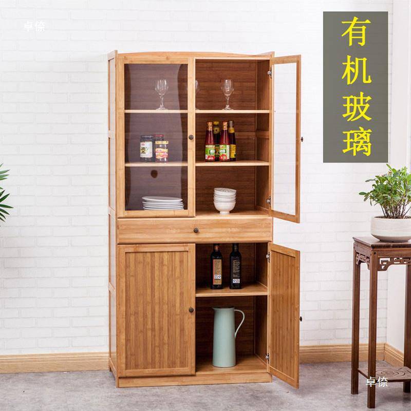碗柜农村老式微波炉双开门中式双层餐边柜菜柜落地橱柜烤箱置物架
