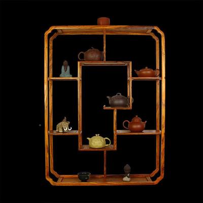 办公室茶水间电置物架木博古19035古架实木多宝墙阁壁茶室视墙董