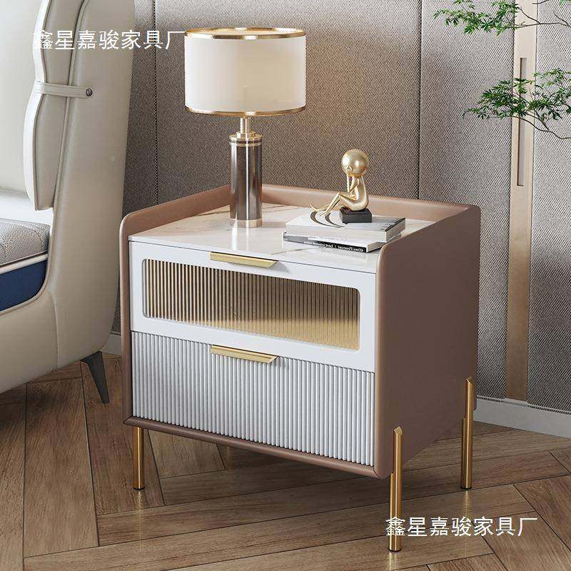 卧室床头简轻床边实木置头物柜约床头岩极简现代床柜小EZZ型板储