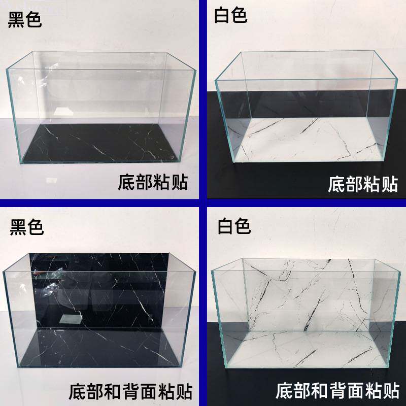 白色仿大理石正面带胶鱼缸造景贴纸高清不褪色现货 水族装饰膜