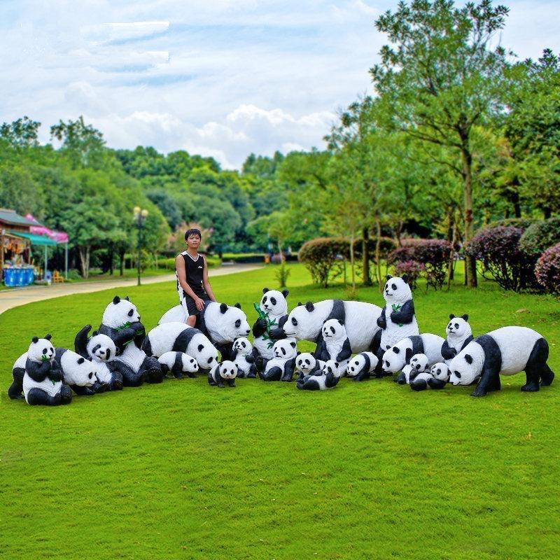 玻园璃钢仿真大熊猫雕庭塑摆件落REI地花院景区户外园物林景观动