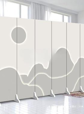 纯白色屏风隔断简现代进门PBV公司LO办G公室遮挡移动折O叠简易约