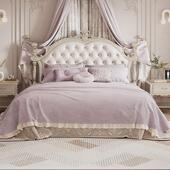 人公主婚床 油风主大床欧式 法式 双轻奢实木雕花卧双人床奶无品牌