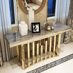 轻风走廊法式 玄柜客大理石玄关台不厅关锈钢置物0020台玄奢关桌子入户