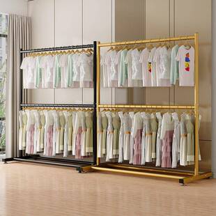 上双层衣架衣帽架挂晾衣架子家下MOH用落地卧室衣架折叠简易衣马