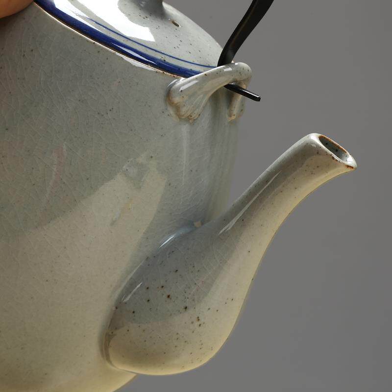 2升陶瓷大LCE茶壶古手绘复泡茶凉壶铁制手柄提梁水壶壶餐厅水乐之