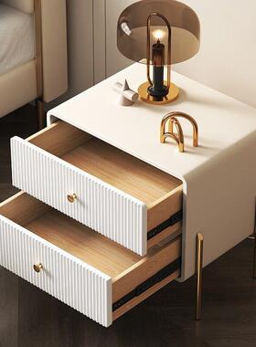 2收052新款极简奶油床边柜卧室头收纳柜子免Z13安装家用床柜网红