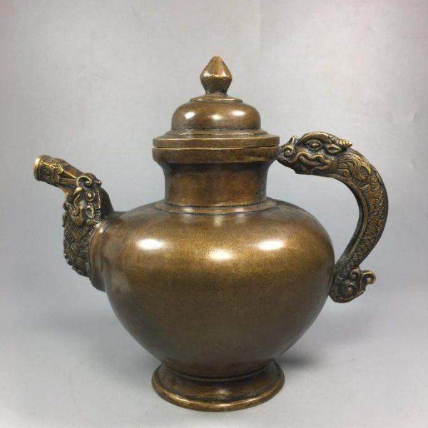 纯铜龙壶龙嘴龙手柄手把铜酒壶茶壶家居茶道酒店装饰工艺礼品摆件