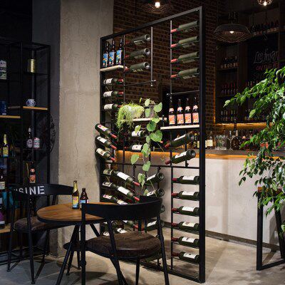 屏风铁艺酒吧红酒架创意葡萄酒实木落地现代简约客厅酒柜装饰隔断