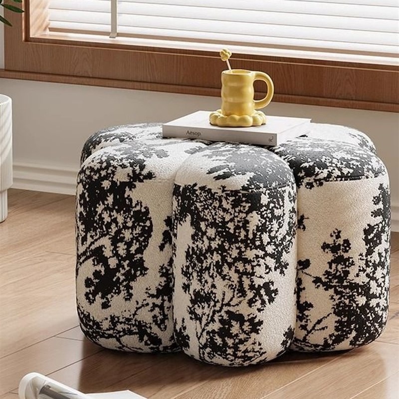 家用矮凳实木板凳l小坐凳轻奢高级感创意矮凳花瓣凳客厅圆凳沙发