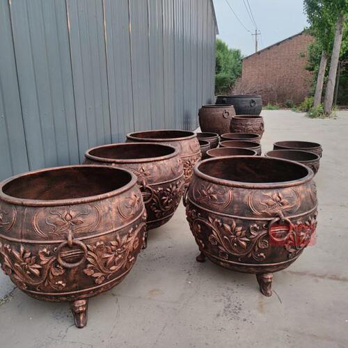 铸铁材质各款图案水缸匠心打造精工细作复古工艺庭院寺庙景区摆件