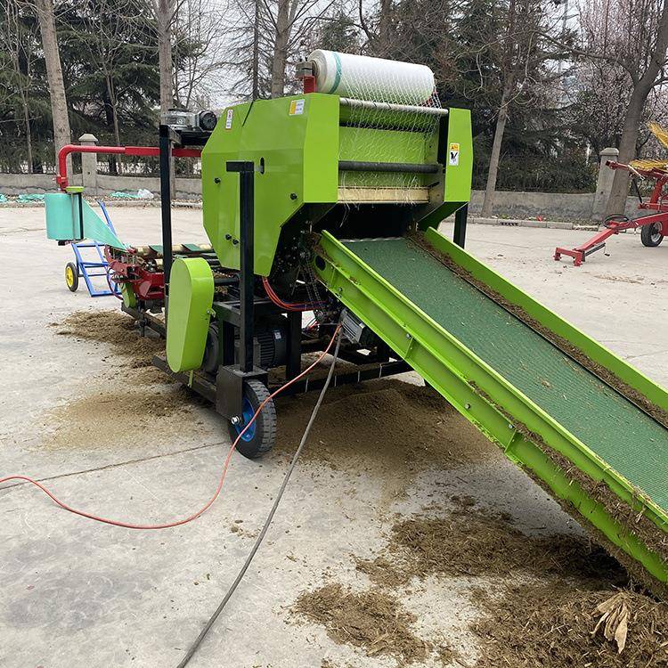 新鲜玉米杆饲料压块机秸秆牧场打包机方形草捆青储打捆机