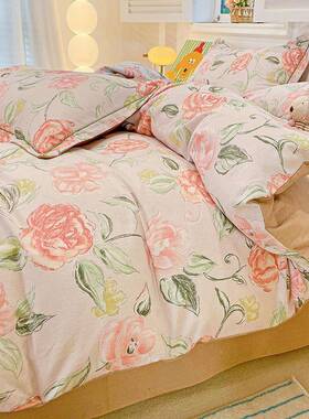 纯秋冬加厚棉磨毛四件套小新棉床笠JFW10114四件套全田清园风床单