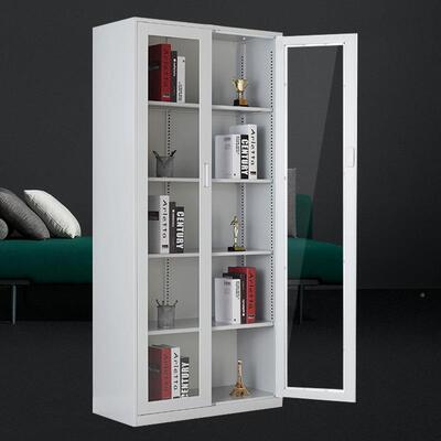 文厂件铁皮办公中二斗资料柜五节档案柜玻璃柜对钢开门87215制文件柜家