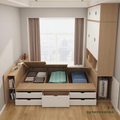 定制床小户型榻榻米床衣985柜组合储衣柜床功多能床柜一体踏物踏