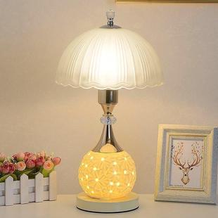 l瓷e节能玻璃陶床776头台插d电式卧室温馨结婚怀旧暖光可调节台灯