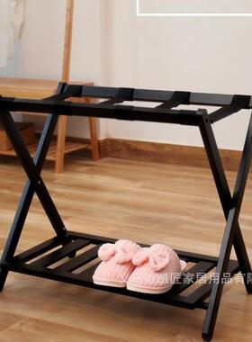 实木楠竹行nz100架黑色家用双民宿折叠收卧室纳架层多功能李置物