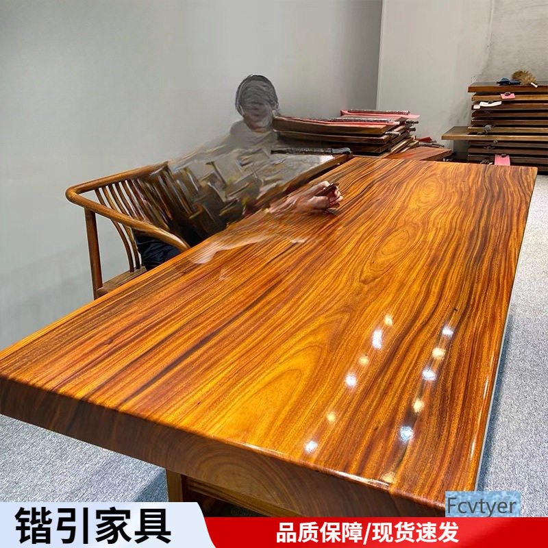 锴引班台茶台板原整胡桃木办公家具奥坎巴茶几花实木大板茶桌木桌