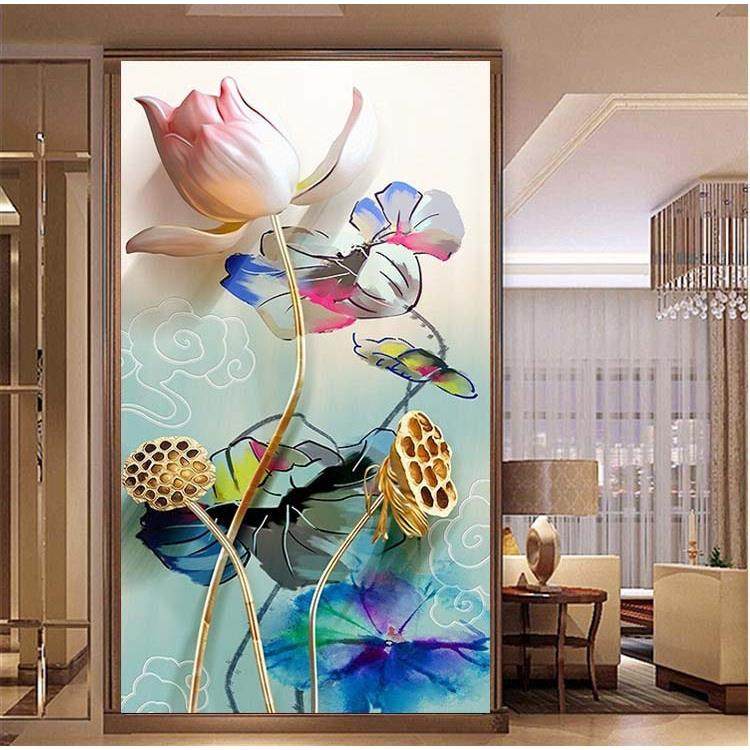 钻石客厅新款竖版砖莲藕荷花卉砖石简约现tb_57331代绣小新浮雕清,居家布艺,钻石绣,淘宝优惠券,粉丝福利购,淘宝优惠卷