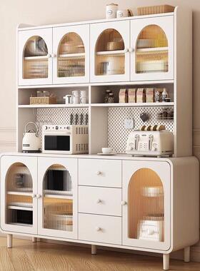 奶油风体餐边柜高柜墙一房家MVA靠用厨橱柜客厅酒柜茶水柜