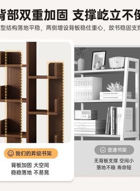 实木书架置架落地简易简家用客厅卧室ROQ靠创墙花架约意树形小书物柜