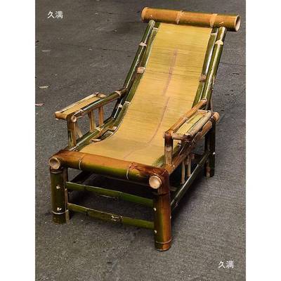 手工竹编老竹躺JZP椅户庭外院溪摇椅凉床竹床农村人躺椅带脚踏小
