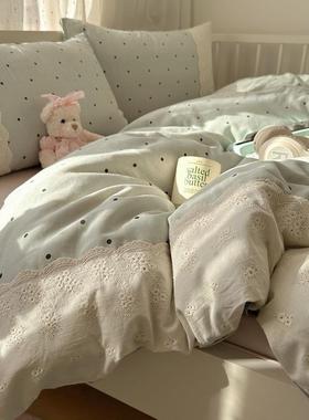 2类WZL-2-PJ25新款A法式小清新双层0纱水洗棉床舍上四件套1.8被套