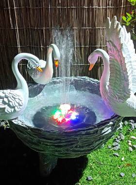 户外园装饰摆件天花鹅花盆别HVP墅露台院庭景布置太阳能喷泉景造