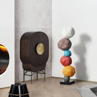 现代创彩雕色叠石头艺装饰塑酒TZ-91120店客厅电视柜橱意窗落地抽