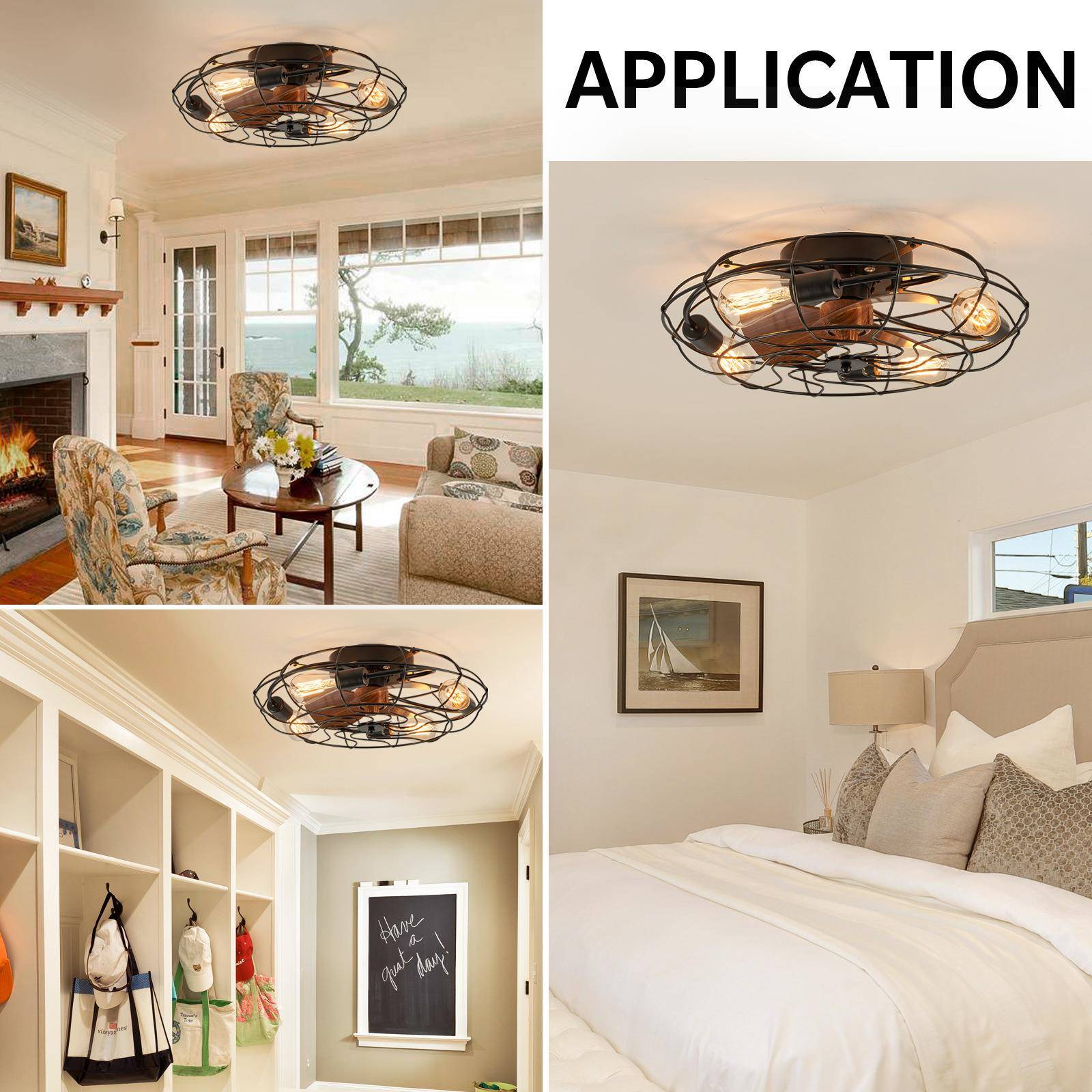 亚逊工业复古风扇228灯扇客马厅餐厅吊沫灯电扇泡棉包装美式风扇